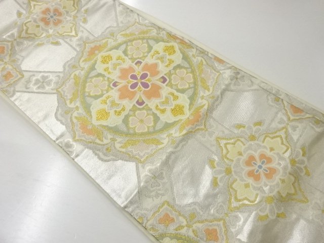 JAPANESE KIMONO / FLOWER PATTERN WOVEN FUKURO OBI